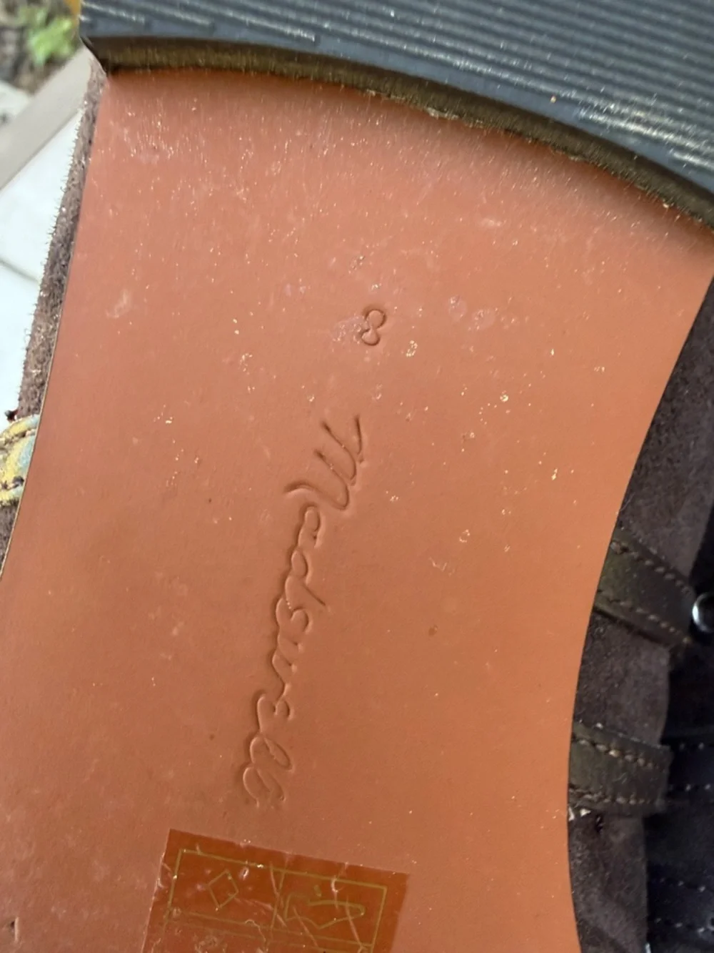 Madewell Dark Brown Suede Mary Jane Flats with Eyelet Detail - Picture 5 of 5